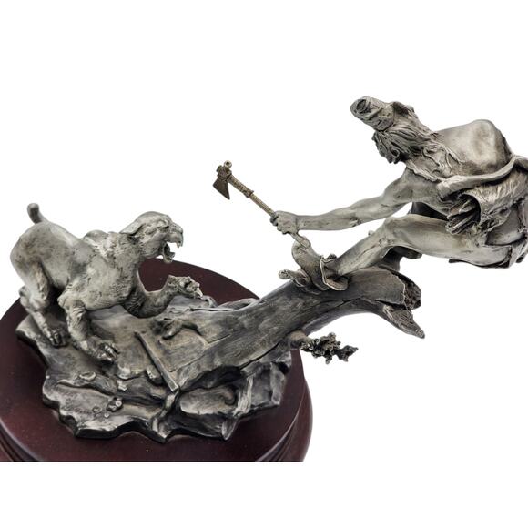 Chilmark Gros Ventre Moment of Truth Michael Boyett 82 Pewter Sculpture Western - Picture 3 of 16